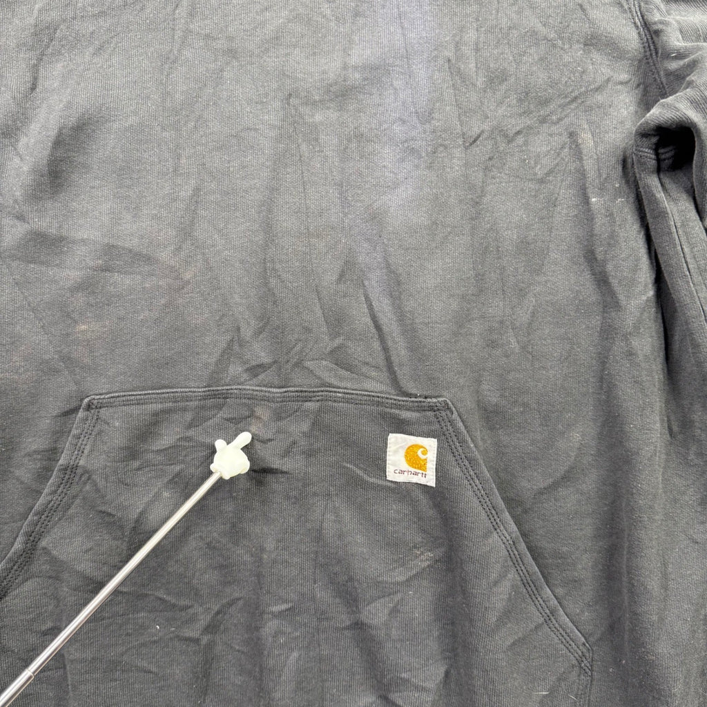Carhartt Mens XL Black Full Zip Hoodie Fleece Lined Logo Pocket Workwear