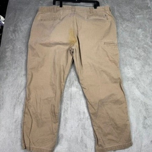 Mens Khaki Work Pants Relaxed Fit Straight Leg Casual Trousers Size 44x30