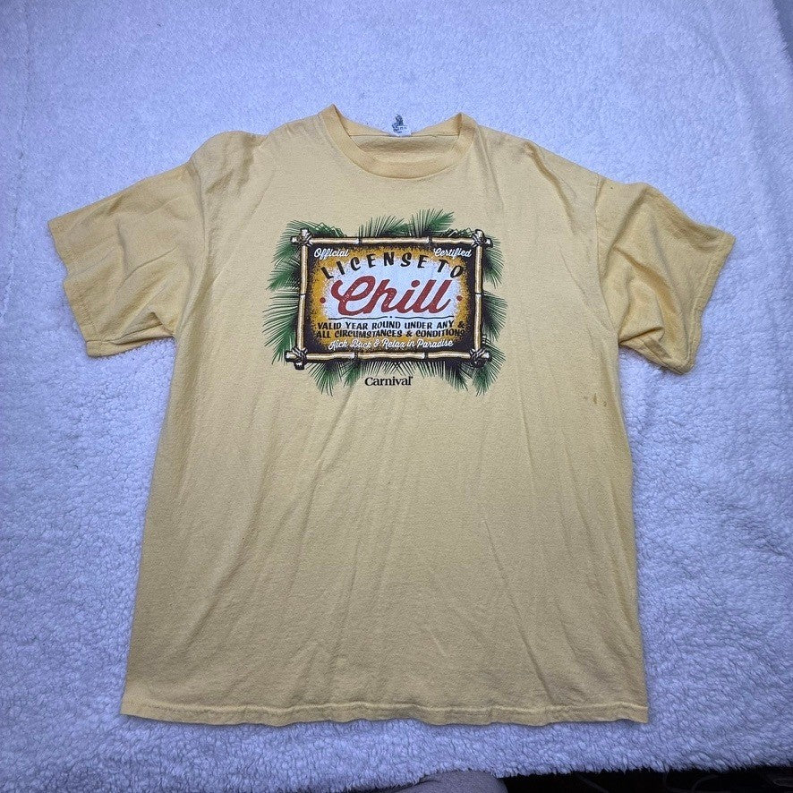 Carnival Official Certified License to Chill Yellow T Shirt Mens XL Graphic Tee
