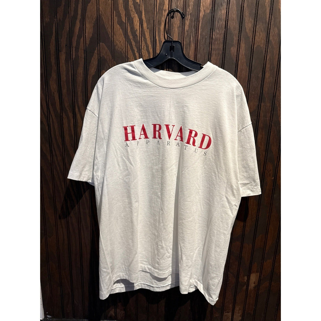 Vintage Harvard Apparatus Graphic T-Shirt White Red Mens XL 24x30 90s Collegiate