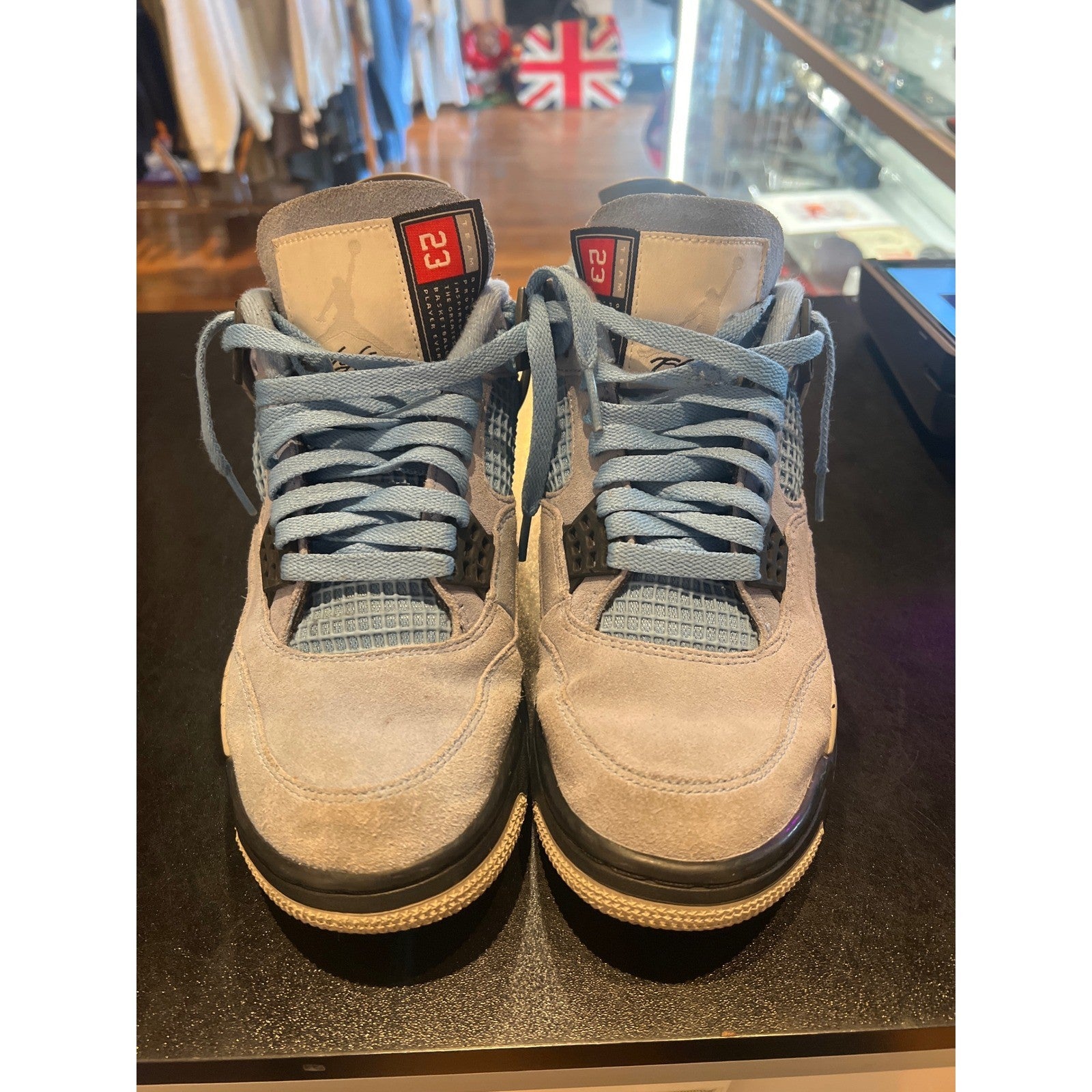 Jordan 4 Retro University Blue Mens Size 8.5 CT8527-400 UNC Tech Grey Sneakers