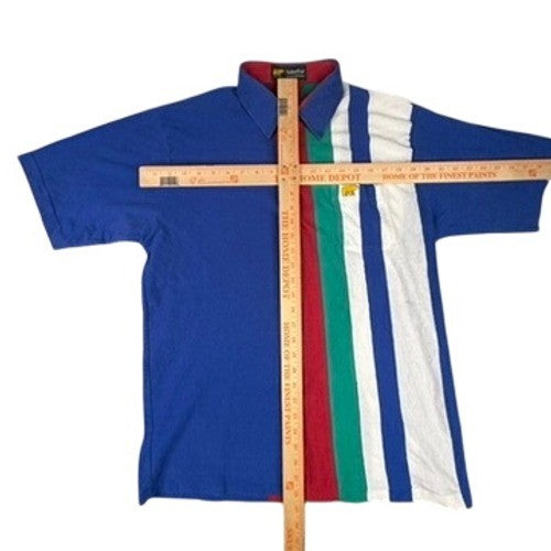 Golden Bear Jack Nicklaus Vintage Vertical Stripe Polo Shirt Mens XL Blue Red
