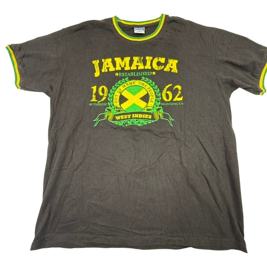 Jamaica 1962 West Indies Authentic Branding Co Black Graphic T Shirt Mens Size L