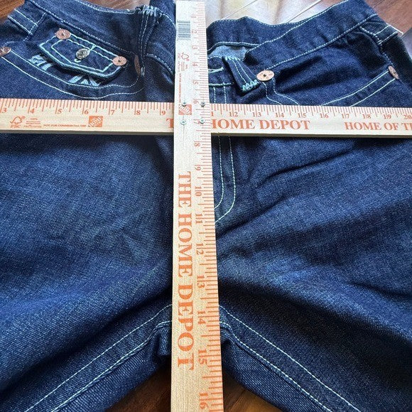 True Religion Joey Super T Indigo Blue Contrast Stitch Flare Jeans Mens 42x34