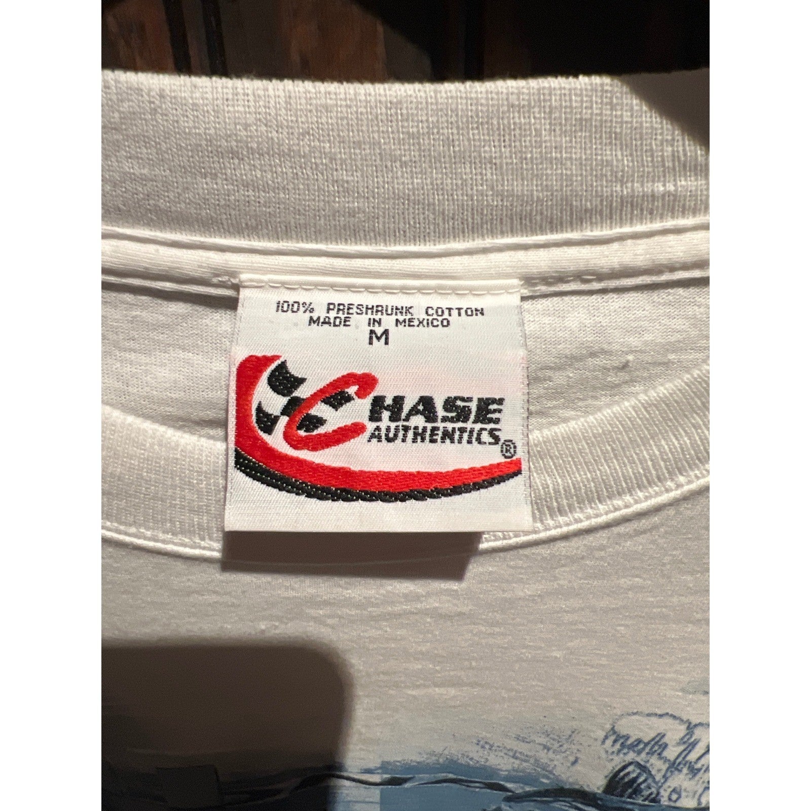 Vintage Chase Authentics Dale Earnhardt NASCAR All Over Print T-Shirt White XL