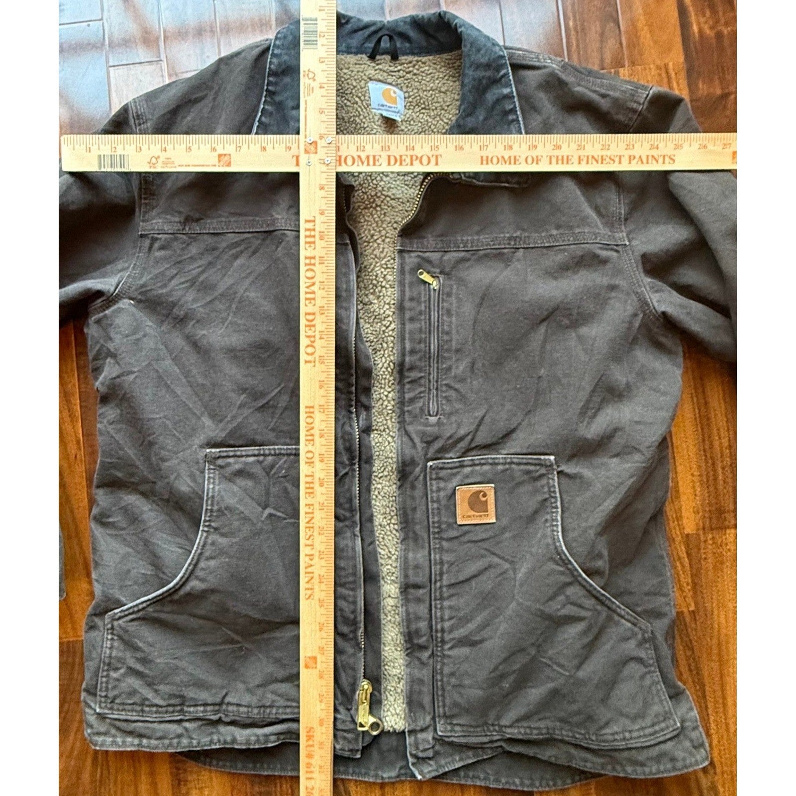 Carhartt Mens C61-DKB Sandstone Ridge Coat Sherpa Lined Dark Brown Large Regular