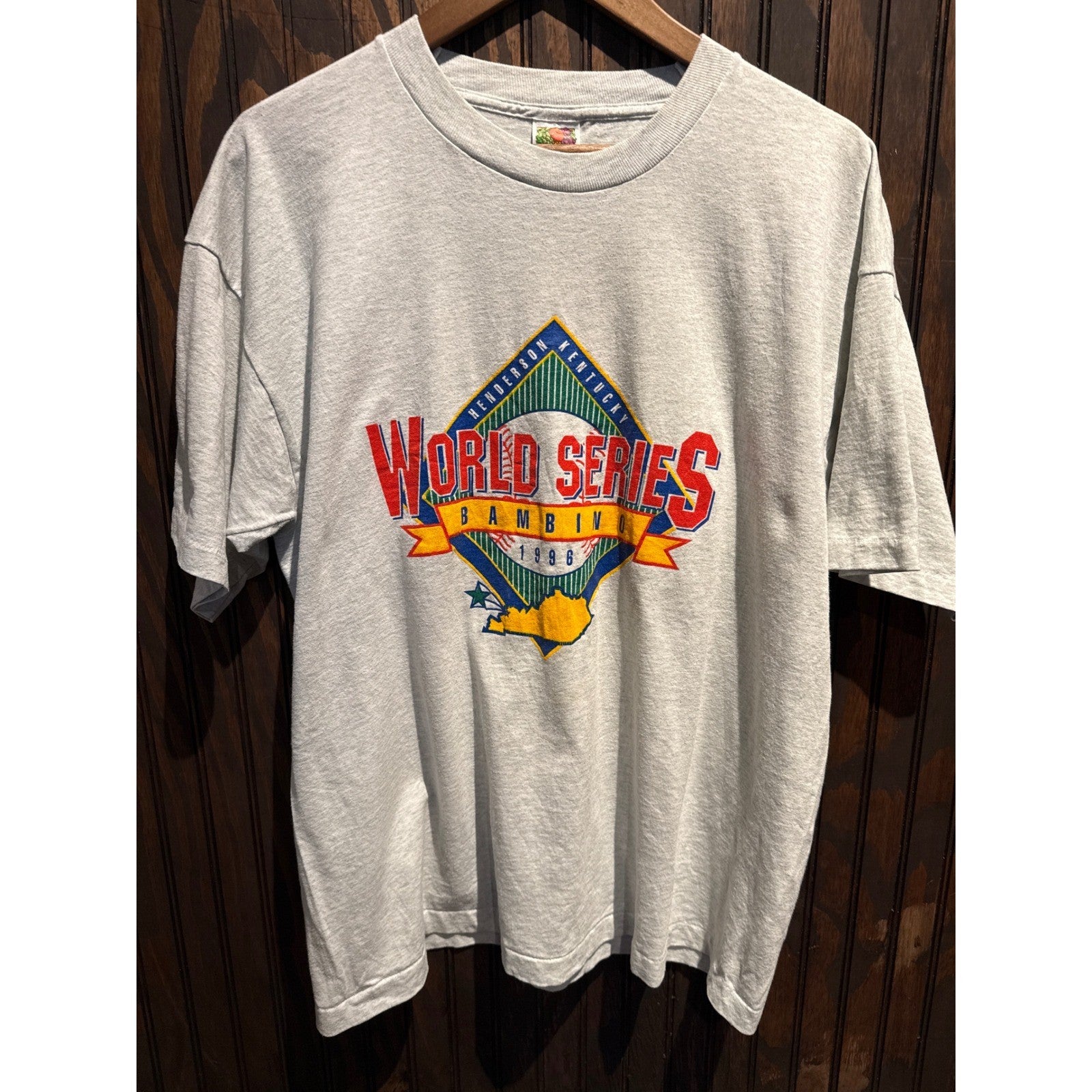 Vintage 1996 Bambino World Series Henderson Kentucky Gray Graphic T-Shirt XL