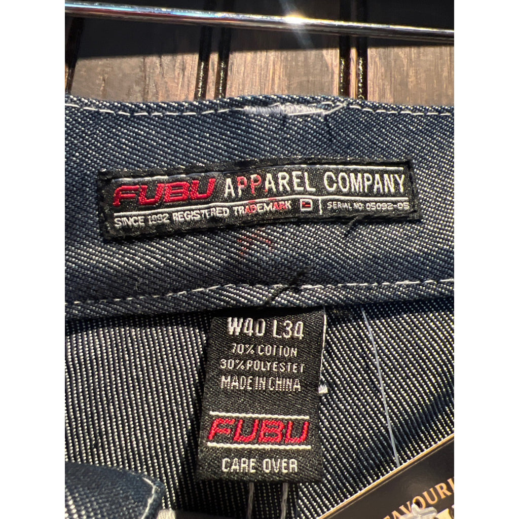 Vintage FUBU Platinum Iridescent Metallic Baggy Cargo Pants Blue Grey 40x36