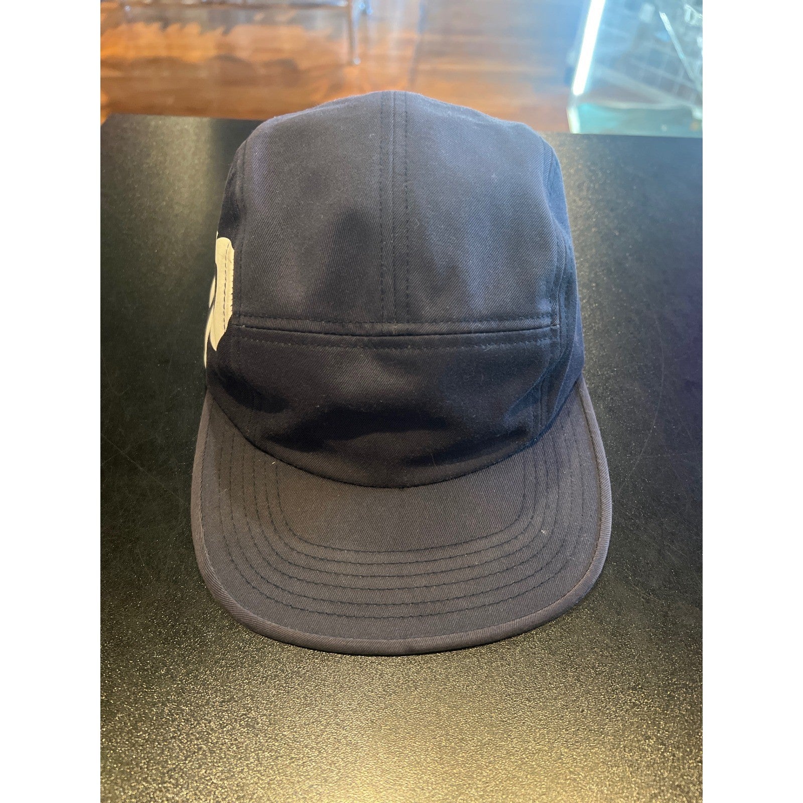 Supreme Side Logo 5-Panel Camp Cap Navy Blue Adjustable Strapback Hat