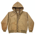 Carhartt Sandstone Duck Sherpa Lined Hooded Work Jacket Mens Large Tan Workwear