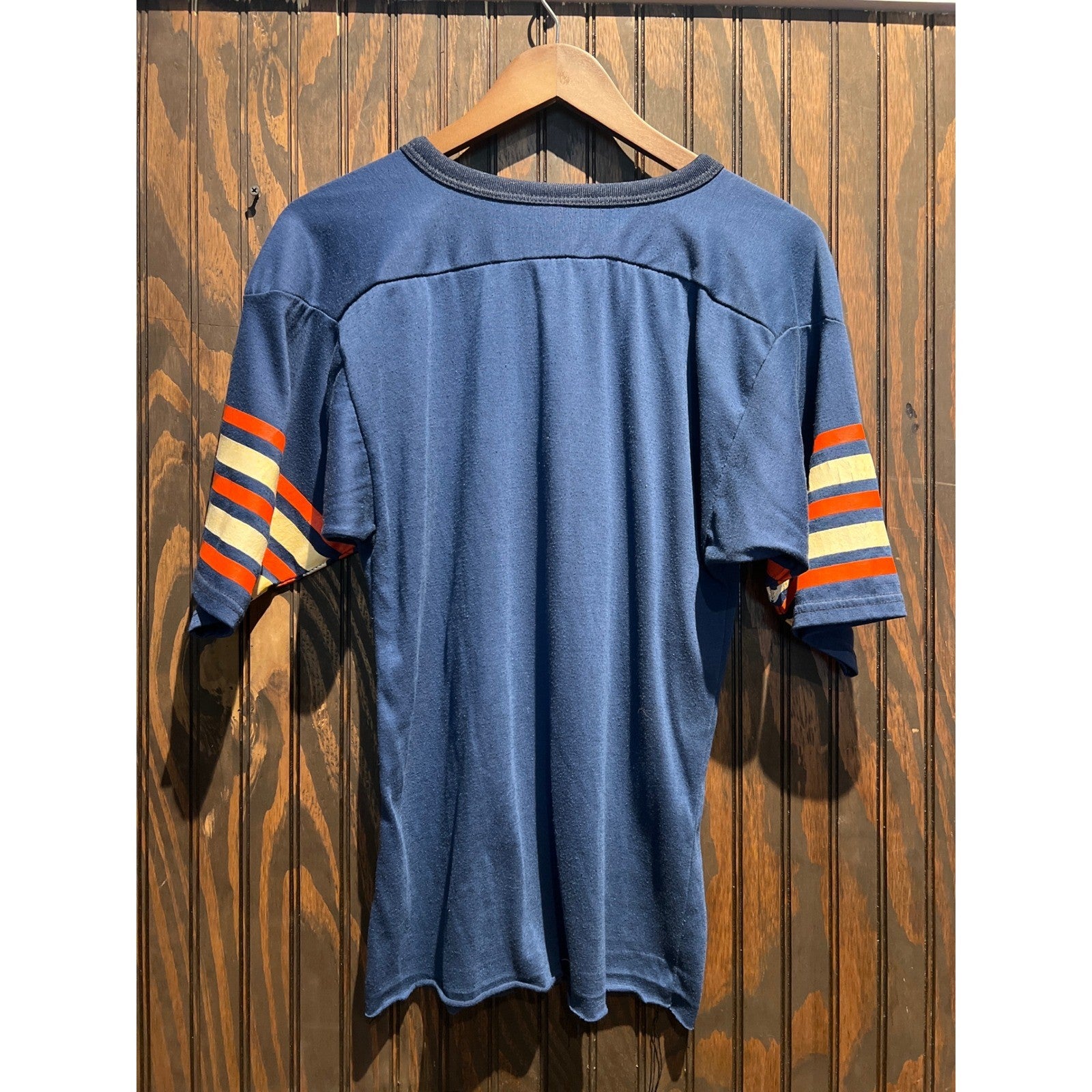 Vintage Auburn Tigers Football Jersey Navy Blue Orange Helmet Graphic 18x26