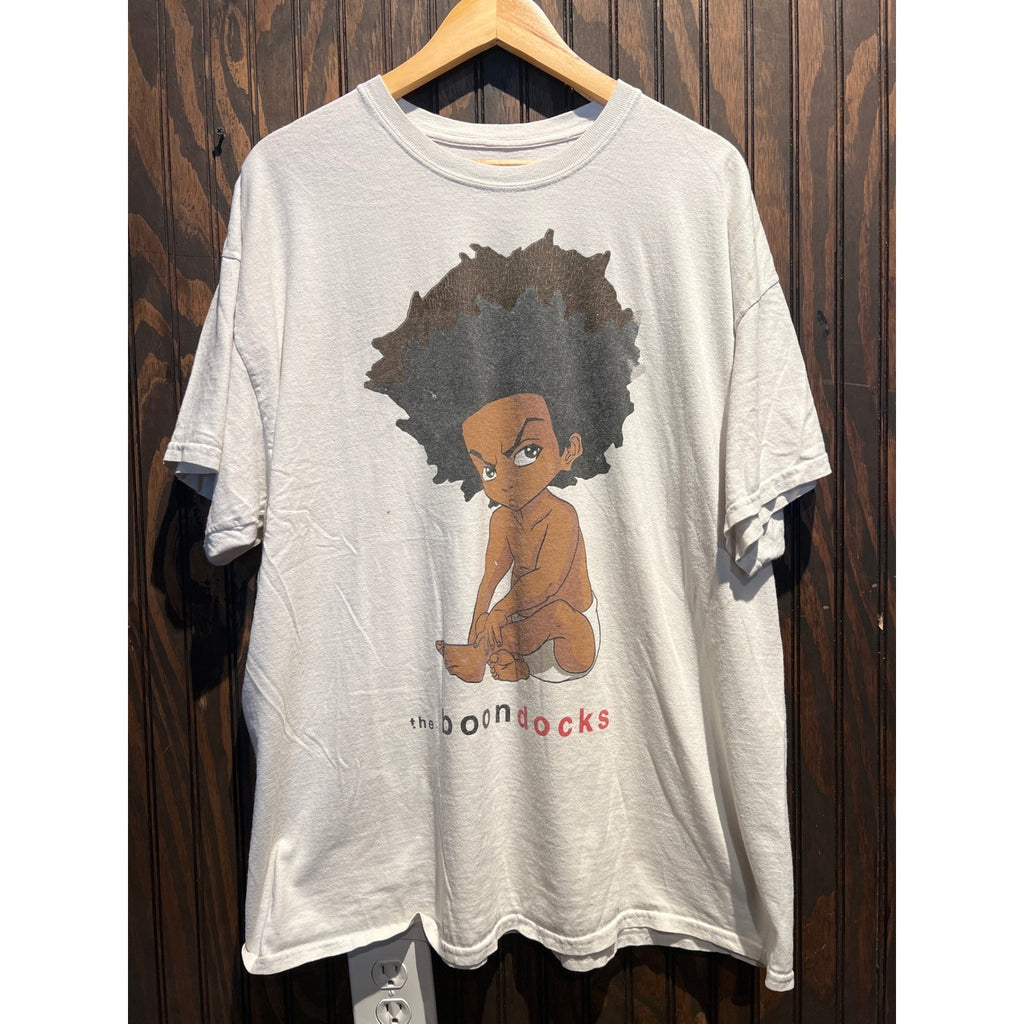 The Boondocks Huey Freeman Graphic T-Shirt White Mens XL 26x29 Adult Swim Tee