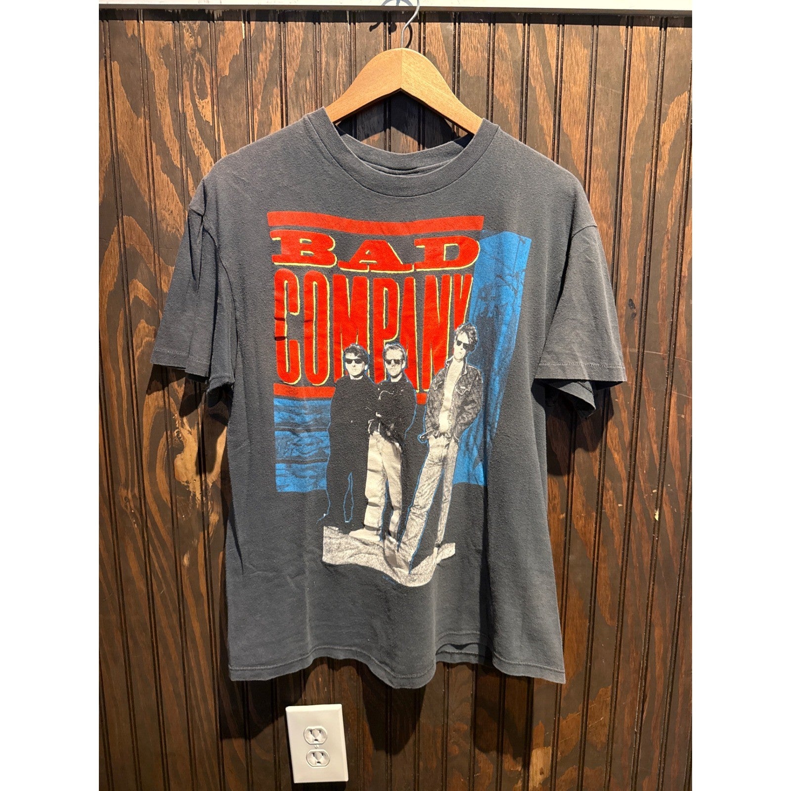 Vintage Bad Company Band Tee Faded Black Rock Graphic T-Shirt 22x27