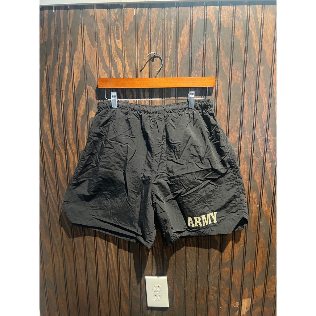 US Army PT Training Shorts Mens Black Nylon Athletic Workout Trunks 5in Inseam