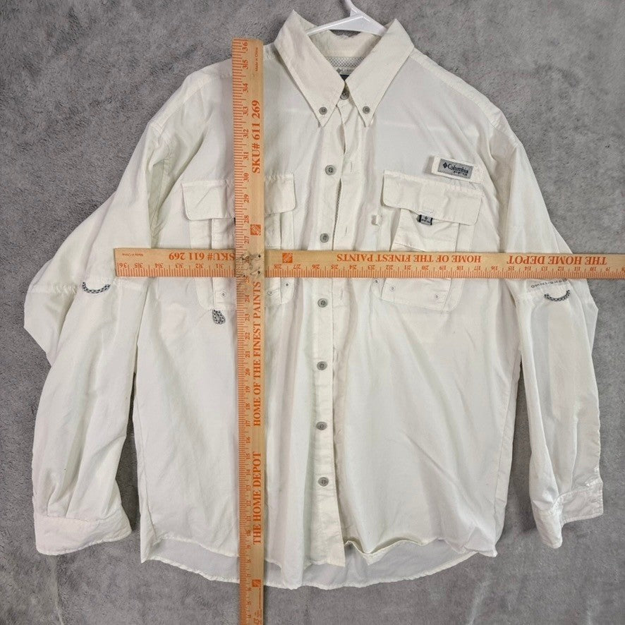 Columbia PFG Bonehead Fishing Shirt Long Sleeve White Men's M/M