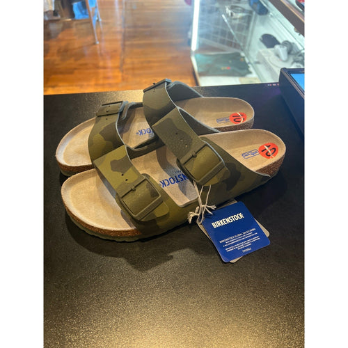 Birkenstock Arizona Camouflage Birko-Flor Mens Slide Sandals Green Camo 1022415