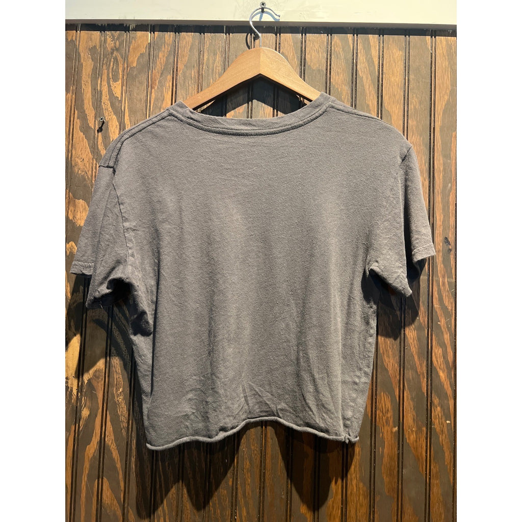 Michael Jackson King of Pop Graphic Cropped T-Shirt Charcoal Gray Raw Hem 19x18