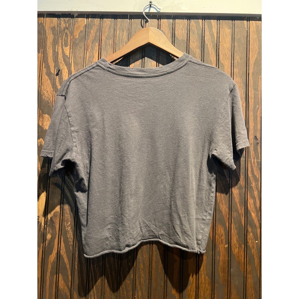 Michael Jackson King of Pop Graphic Cropped T-Shirt Charcoal Gray Raw Hem 19x18