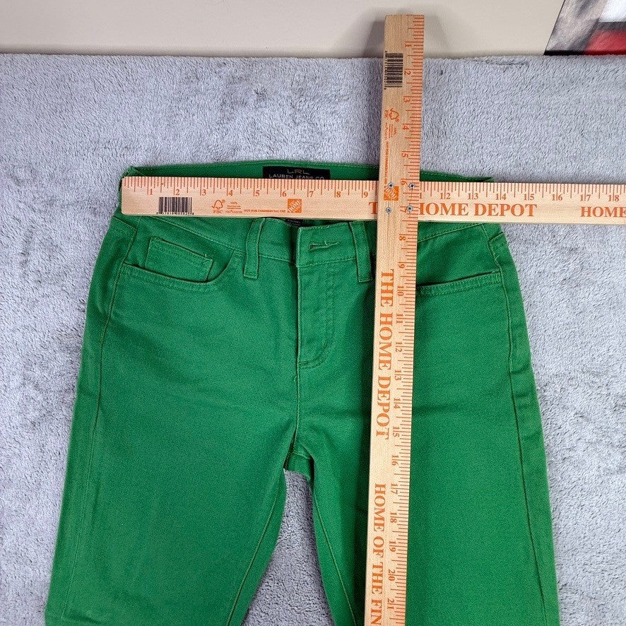 Lauren Ralph Lauren Green Modern Straight Ankle Pants Womens 4 Stretch Cotton