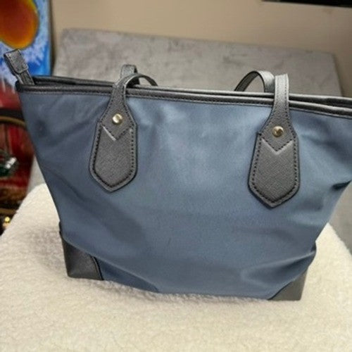 MICHAEL KORS Eva Top Zip Tote Nylon Bag Navy Gold Hardware AUTHENTIC
