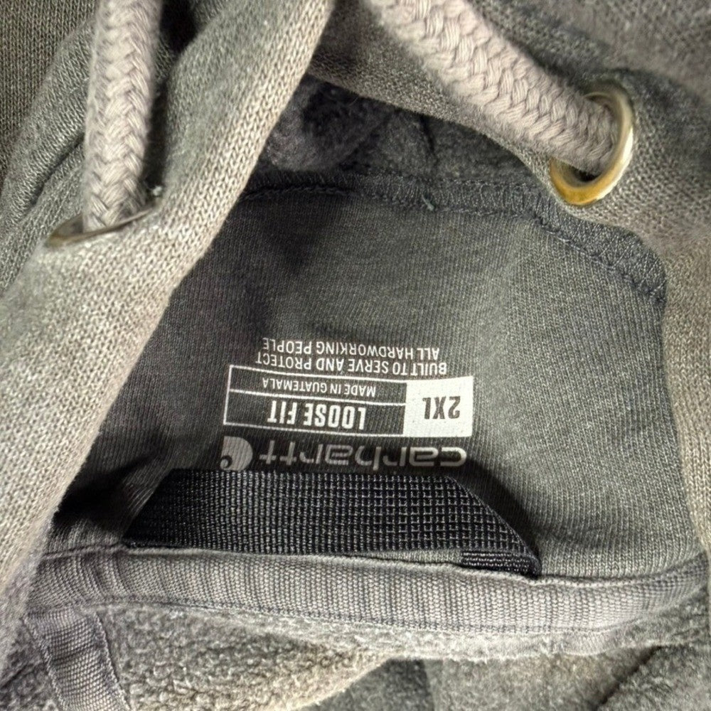 Carhartt Loose Fit Heavyweight Hooded Sweatshirt Gray 2XL Logo Sleeve
