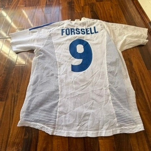 Adidas ClimaCool Mikael Forssell 9 Soccer Jersey White Blue Mens XL