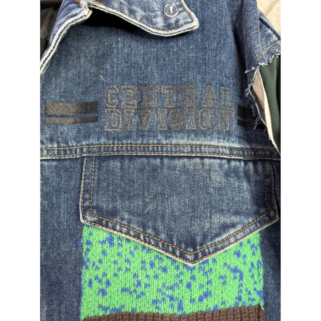 Mens Denim Jacket Patched Collage Graphic Embroidered Distressed Unique