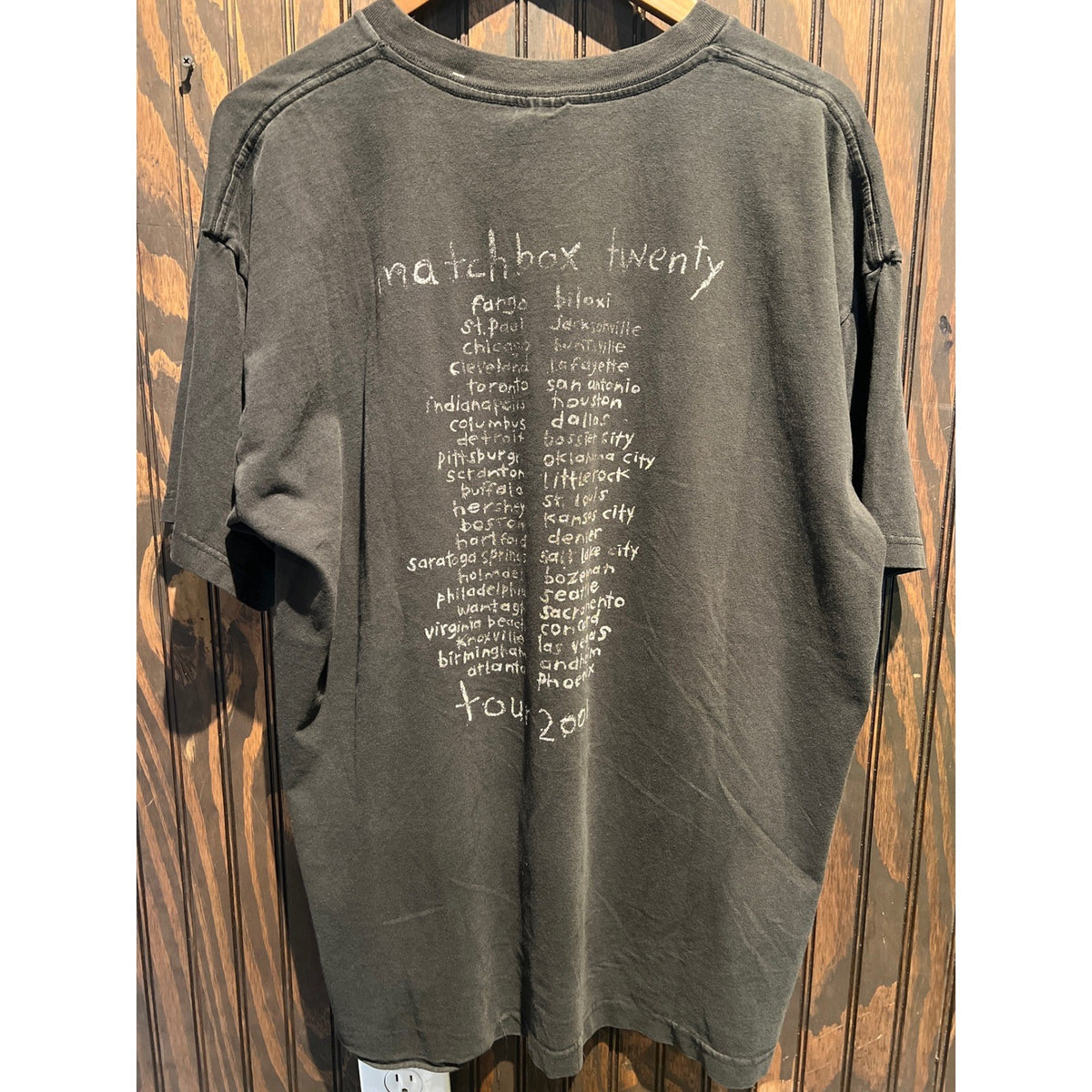 Vintage Matchbox Twenty 2001 Tour T-Shirt Faded Black Band Tee Large XL 23x17
