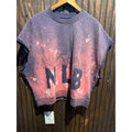 NLB Custom Bleached Sleeveless Sweatshirt Purple Pink Acid Wash Boxy Fit 30x26