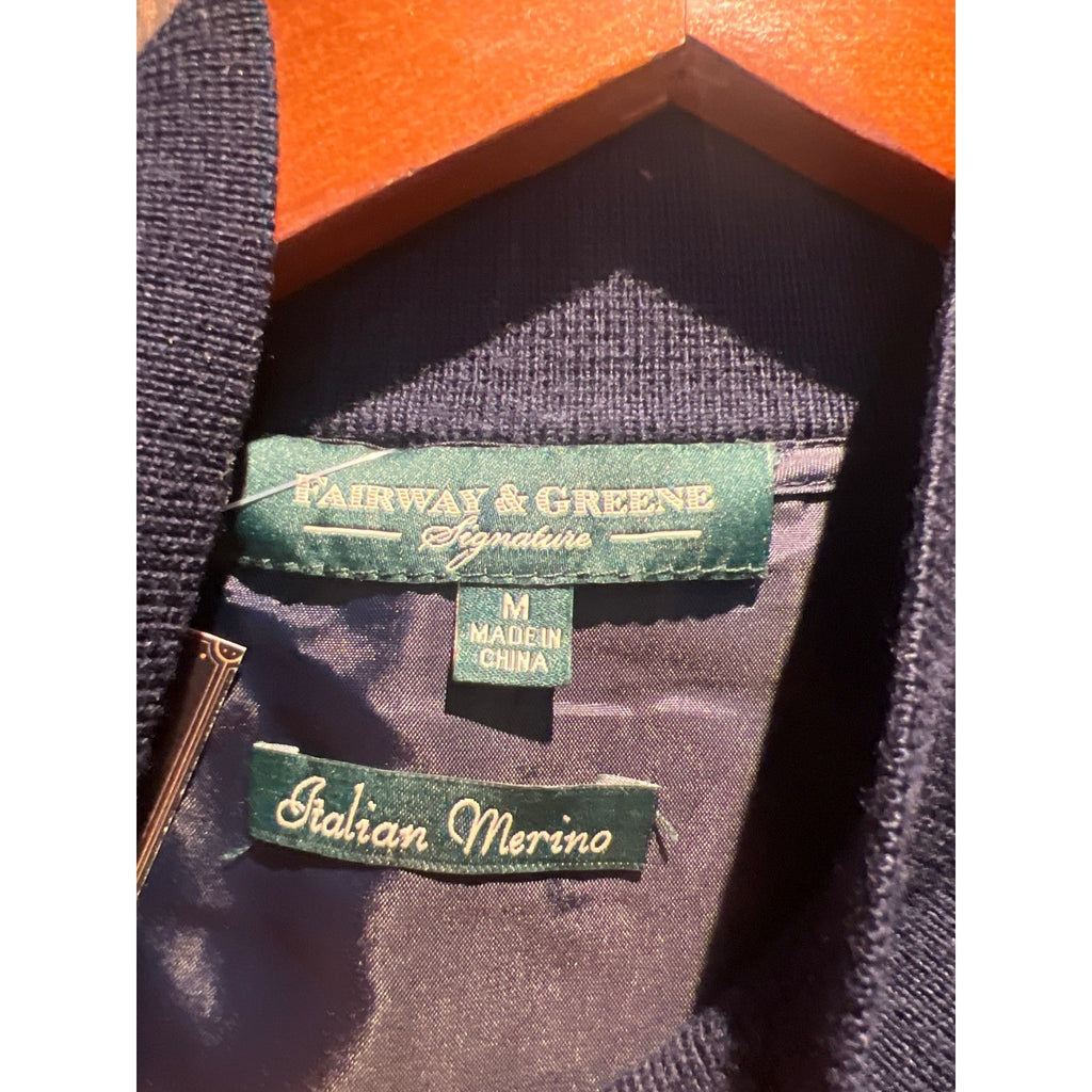 Johnston & Murphy Mens Navy Blue Quarter Zip Pullover Sweater Size XL Logo