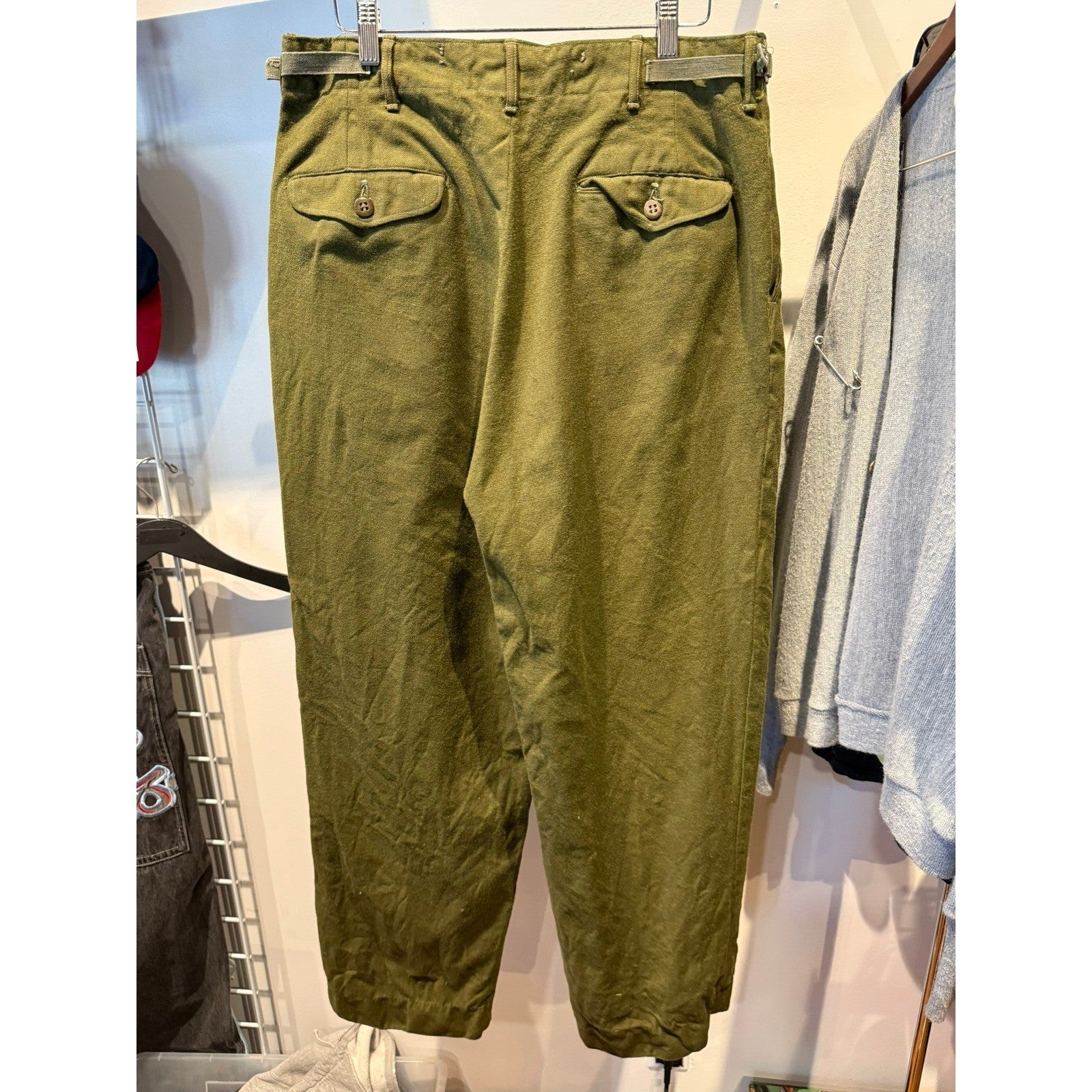 Vintage US Military M-1951 Wool Field Trousers Olive Drab Army Pants 32x31