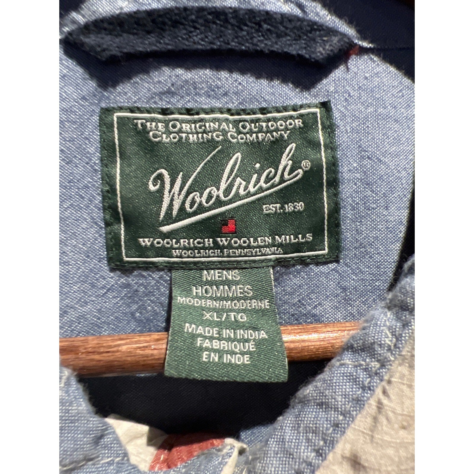 Woolrich Mens XL Modern Fit Short Sleeve Plaid Button Down Shirt Red White Blue
