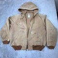 Carhartt Men's Tan Hooded Work Jacket J01 Insulated Lined Size L