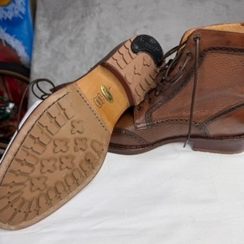 Alan Payne Genuine Leather Wingtip Lace Up Boots Mens Brown Size 9