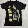 Justin Bieber Believe Tour T Shirt Black Gold Graphic Print Short Sleeve Size S