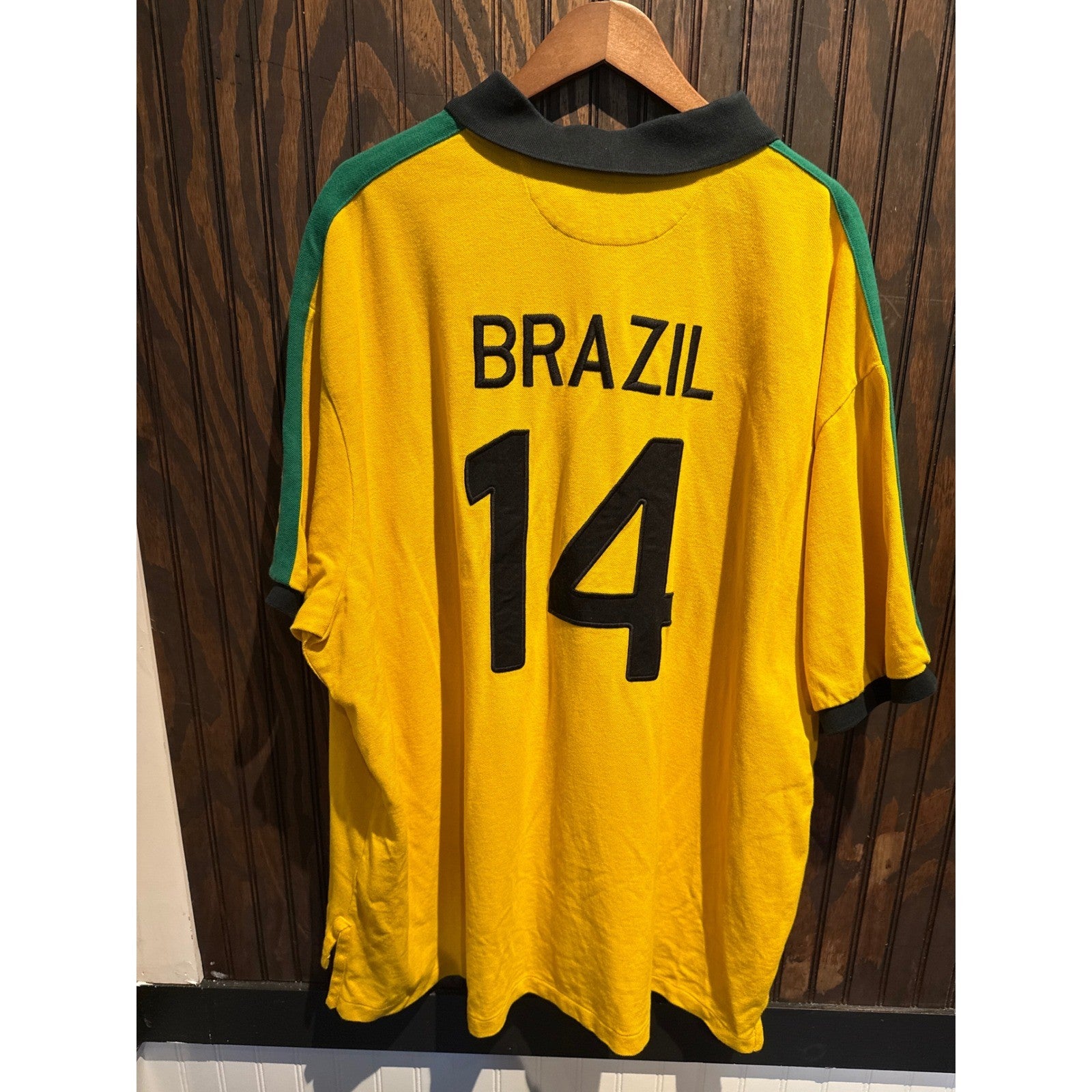 Polo Ralph Lauren Brazil World Cup Soccer Polo Shirt Big Pony Yellow Mens 32x35