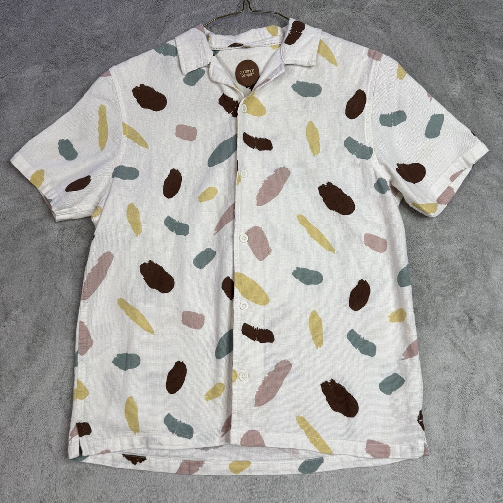 Common People Men's Short-sleeve Button Down/Up ECRU Shirt ( small)