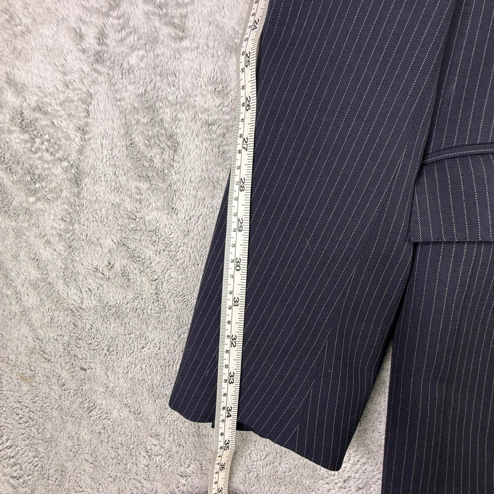 Polo Ralph Lauren Navy Blue Pinstripe Blazer Made in Italy Mens Two Button