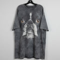 The Mountain Boston Terrier Dog Face Graphic T-Shirt Gray Tie Dye Mens 3XL 29x38