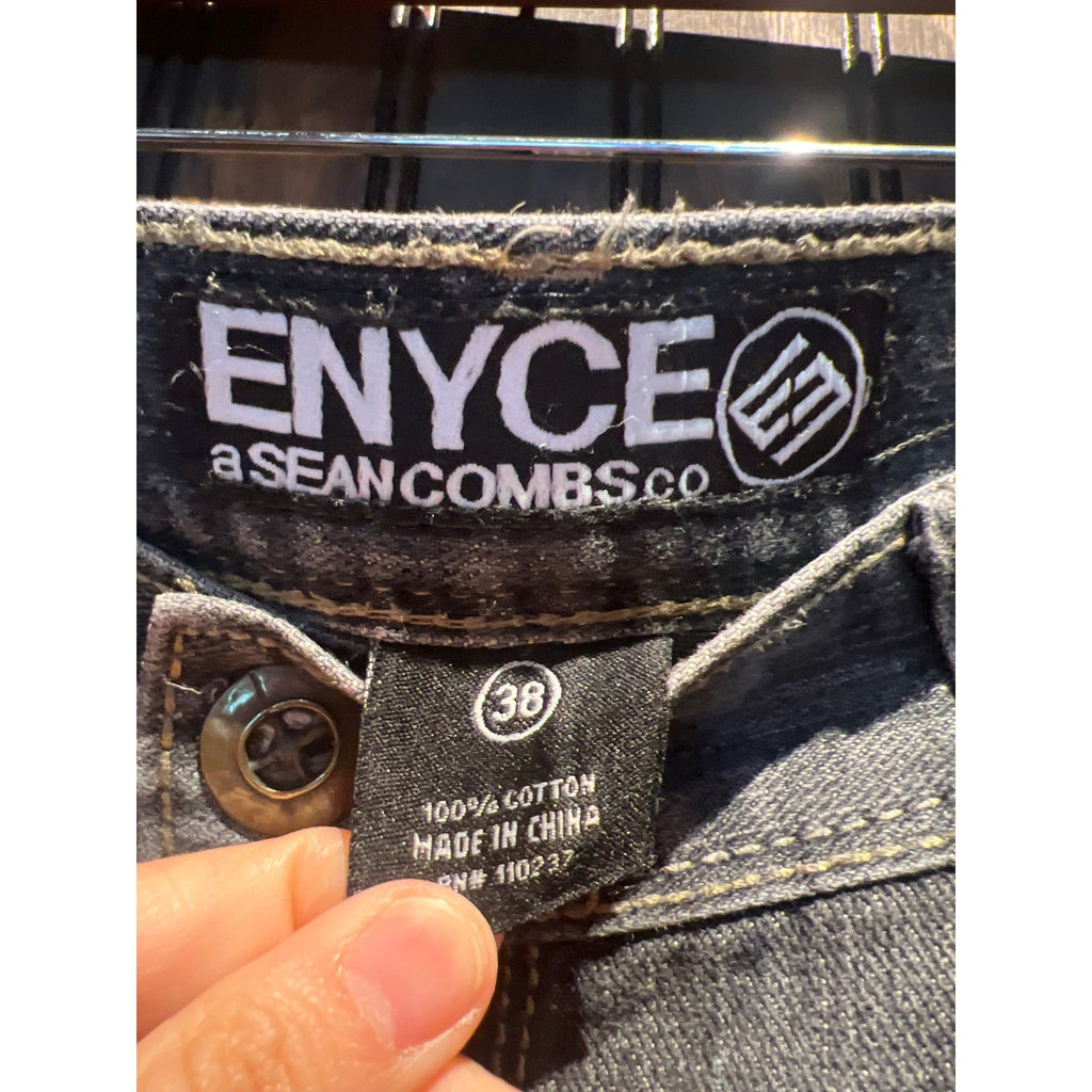 Enyce Mens Gray Denim Jeans Straight Leg Streetwear Faded Wash 38x32