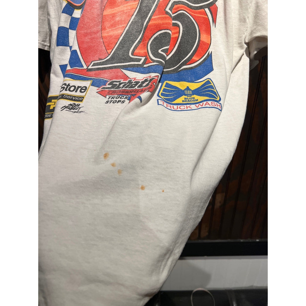 Vintage Donny Schatz Sprint Car Racing T-Shirt White North Dakota Single Stitch