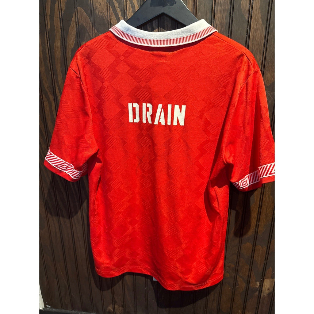 Vintage Umbro Point Soccer Jersey Red Geometric Pattern Polo Shirt Mens Large 4