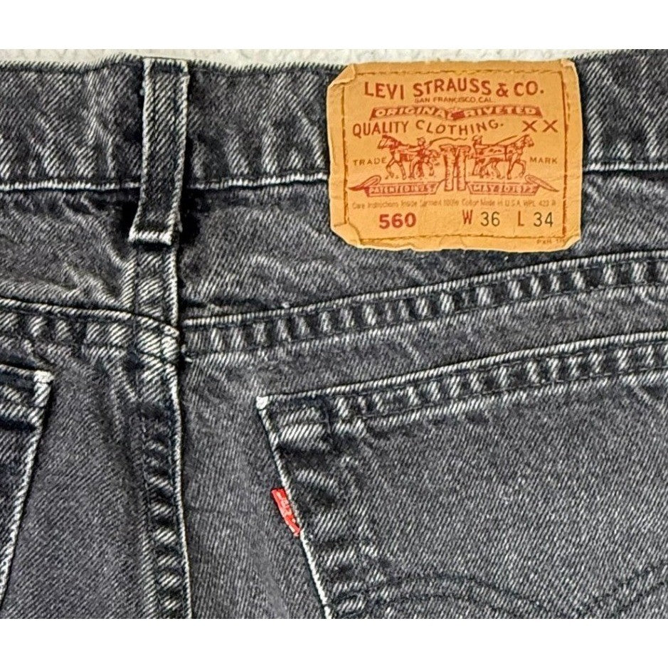 Levi's 550 Black Wash Relaxed Fit Jeans Men's 36x34 100% Cotton Made in USA
