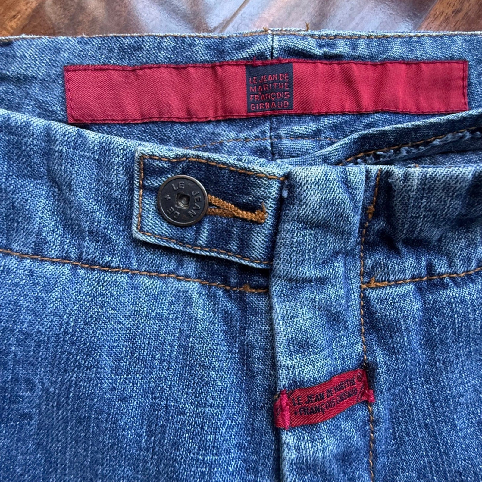 Marithe Francois Girbaud Shuttle Tape Cargo Jeans Blue Baggy Wide Leg 36x31