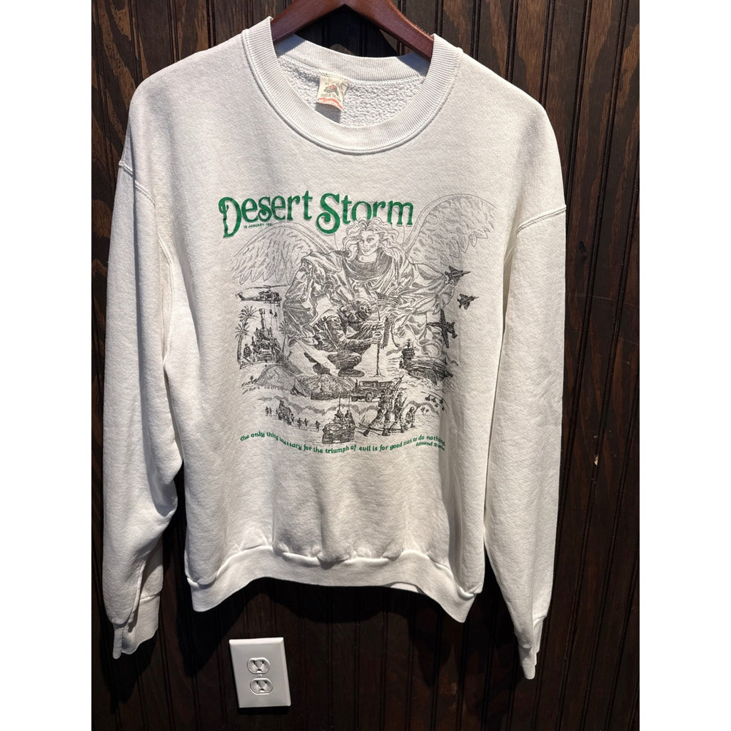 Vintage 1991 Desert Storm Sweatshirt White XL Fruit of the Loom Military Graphic