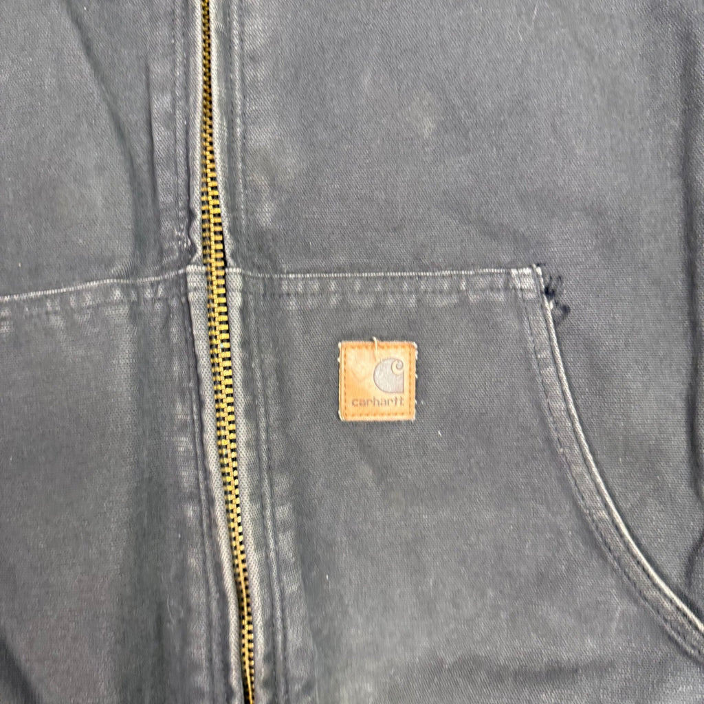 Carhartt Men's 2XL Dark Gray Hooded Work Jacket Sherpa Lined Zip Front