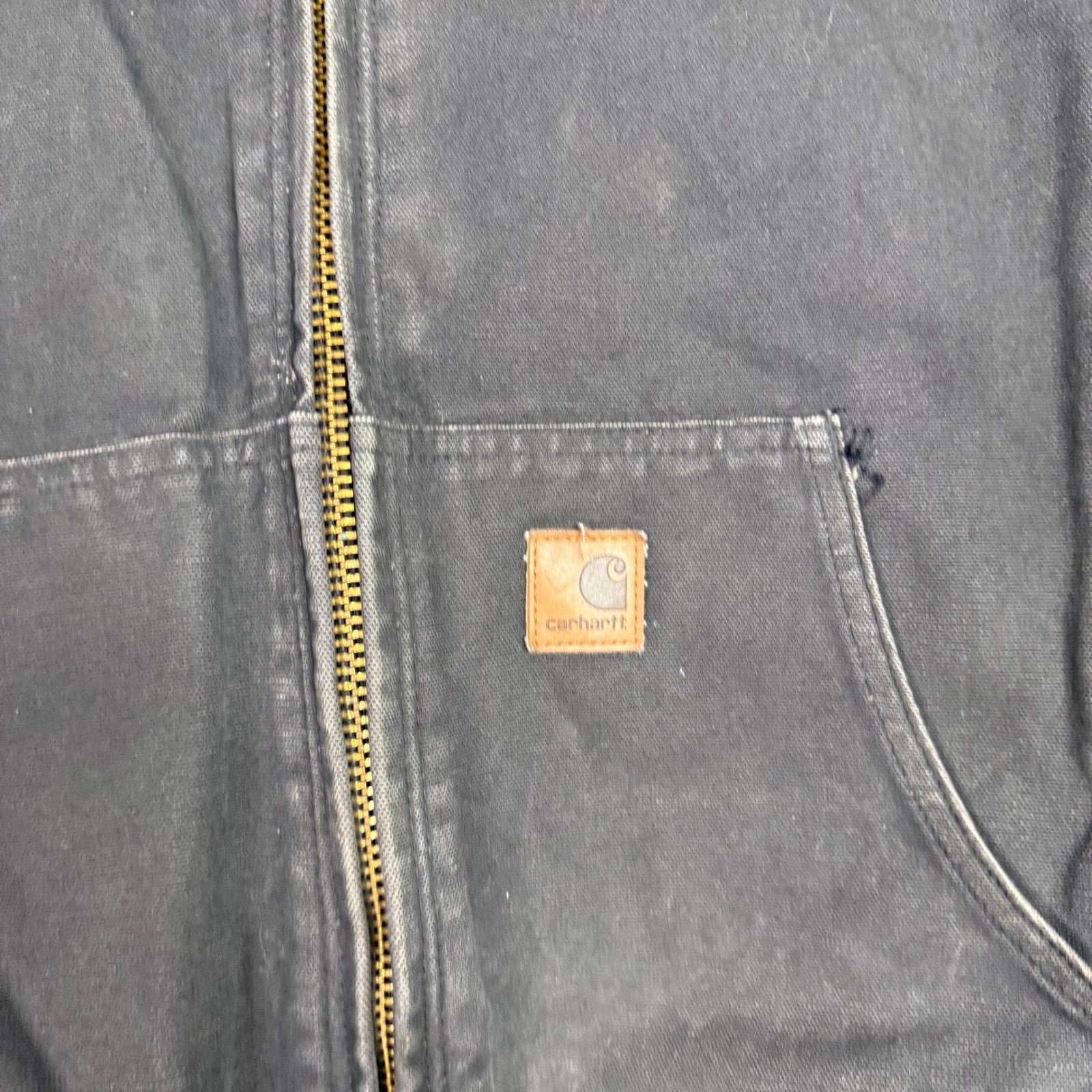 Carhartt Men's 2XL Dark Gray Hooded Work Jacket Sherpa Lined Zip Front