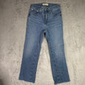 Madewell Cali Demi Boot Jeans Mid Rise Distressed Frayed Hem Blue Denim