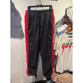 Nautica Competition Men Black Red Side Stripe Track Pants Windbreaker Nylon L