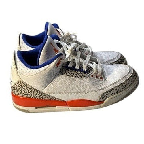 Jordan 3 Retro White Orange Blue Mens Basketball Shoes Size 10 w/Box Used